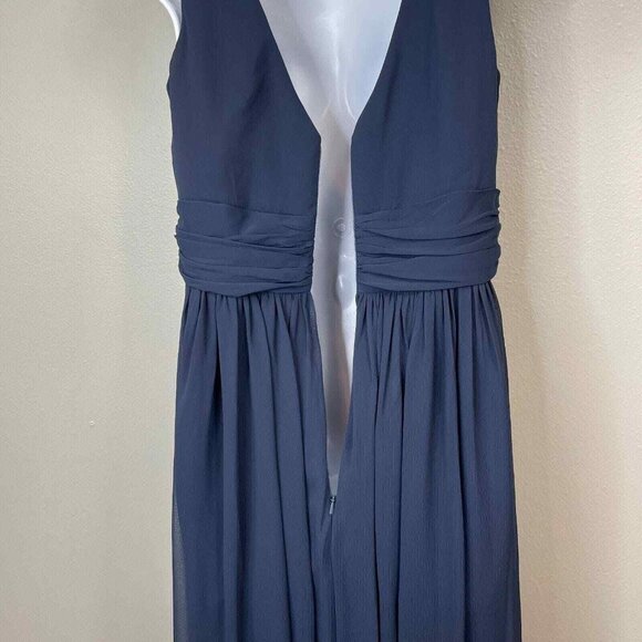 Dessy‎ Collection Gown Womens 8 Blue Sleeveless Draped Chiffon Maxi Bridesmaid - Picture 8 of 13
